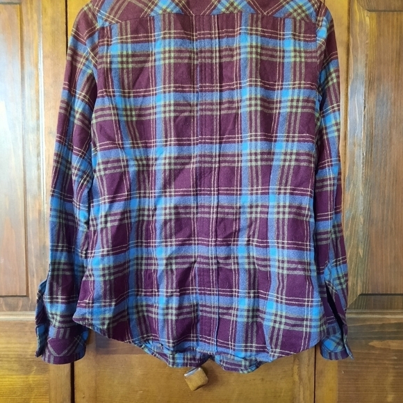 Eddie Bauer & Pendleton 100% wool burgundy plaid button down shirt - Picture 9 of 11